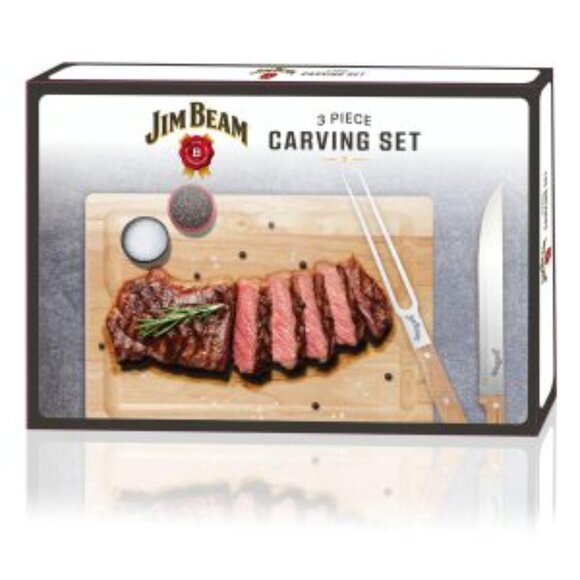 Jim Beam 3 Piece Carving Set ~ Carving Board, Carving Knife, Carving Fork ~ NIB - Picture 1 of 3
